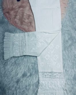 Chikankari Cotton Straight Pant With Frills